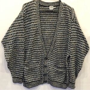 Tony Lambert Vintage Cardigan Gray/Navy Beige Speckles Size Small